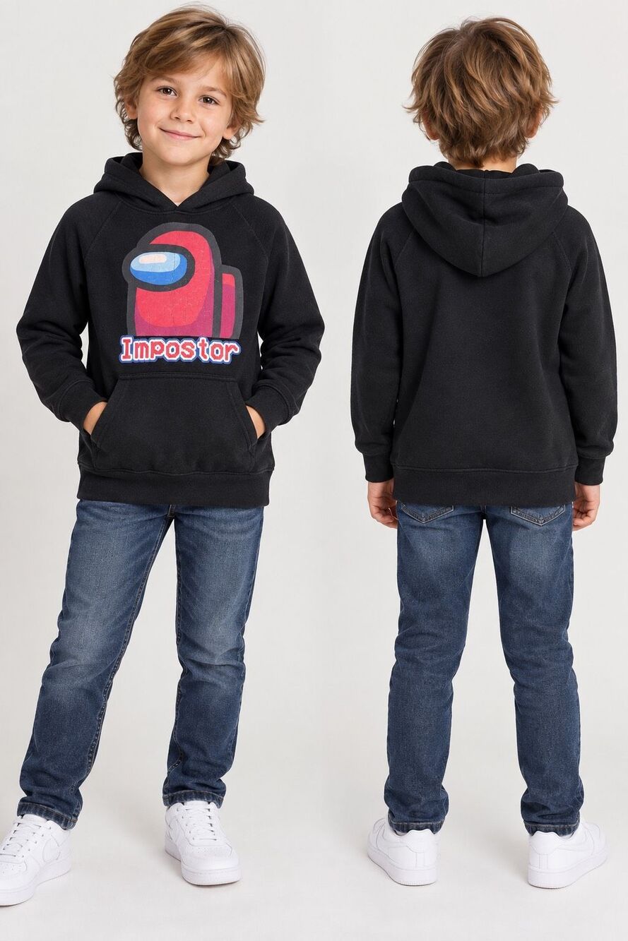 Independent Trading Co Among Us Impostor Black Hoodie Size S (6-8 Years)